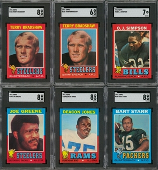1971 Topps Football SGC-Graded Collection (55) Including Bradshaw SGC NM-MT 8 Rookie Card!